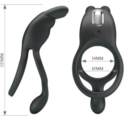 Pretty Love - Seth Double Anneau Vibrant Lapin 7 Vibrations Noir